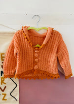 VINTAGE 70's Orange & Pink Knit Cardigan - 2 YEARS