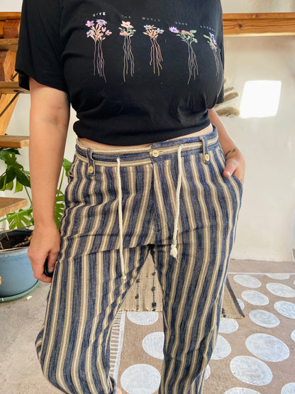 VINTAGE 90’s Stripe Thick Loose Trousers - L