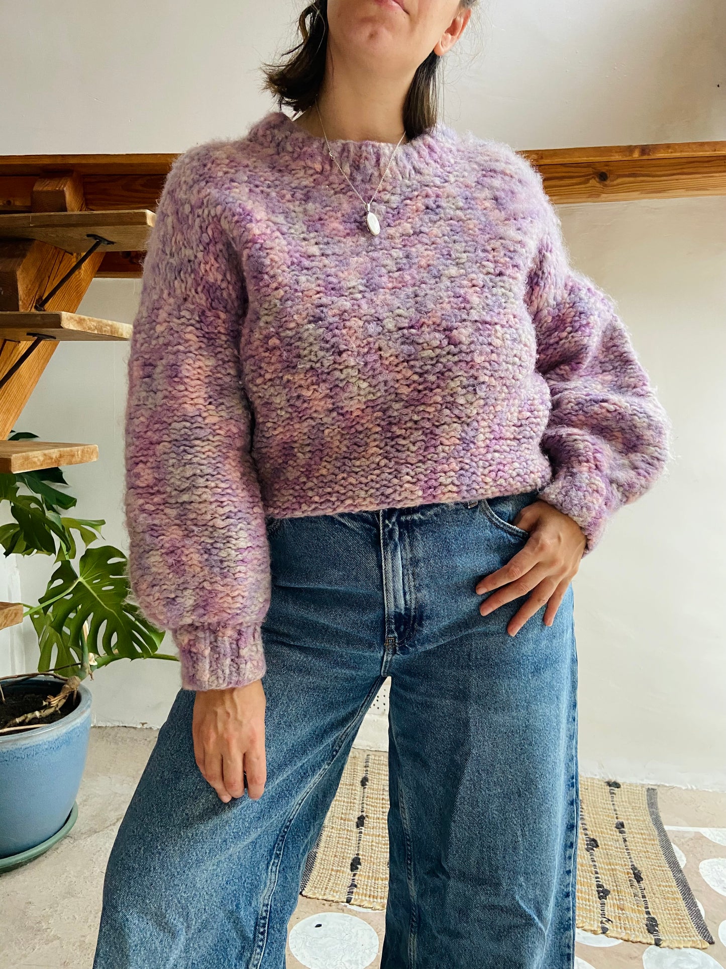 VINTAGE 90’s Purple Chunky Knit Jumper - L