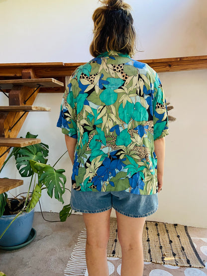 VINTAGE 90's Leopard Print Jungle Loose Shirt - M/L