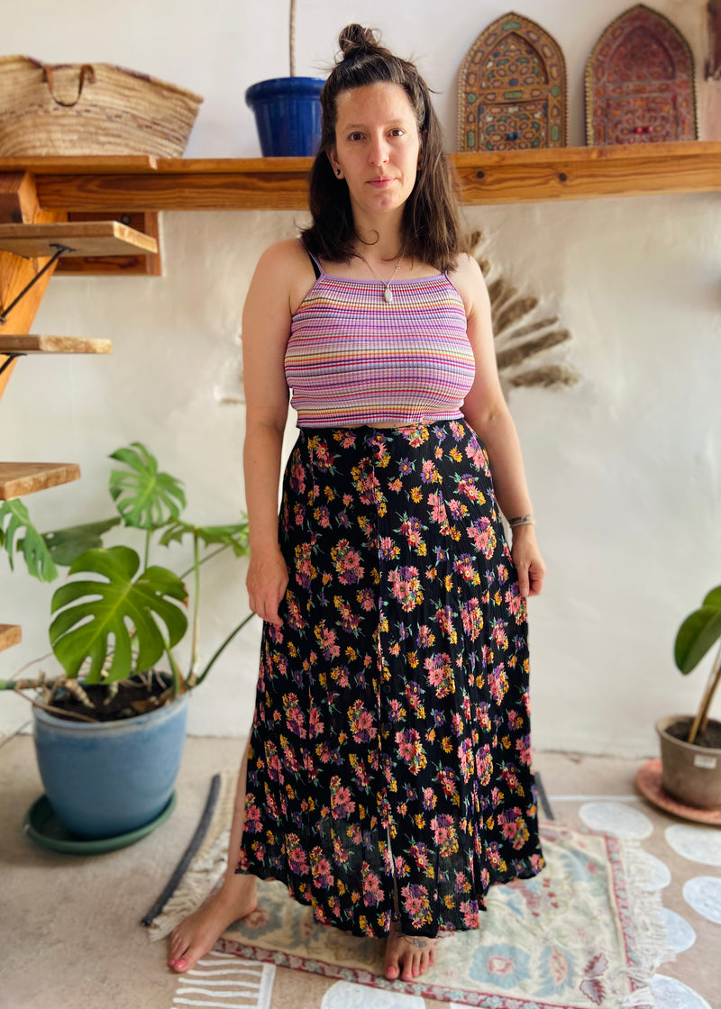 VINTAGE 90’s Floral Print High Waisted Maxi Skirt - S/M