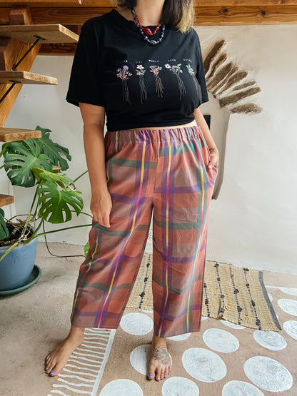 DESERT FOX Lola Bright Checked Wide Leg Trousers - S/M