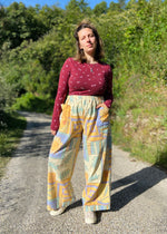 DESERT FOX Mia Wide Leg Trousers - Sunflower Patchwork Print - S/M