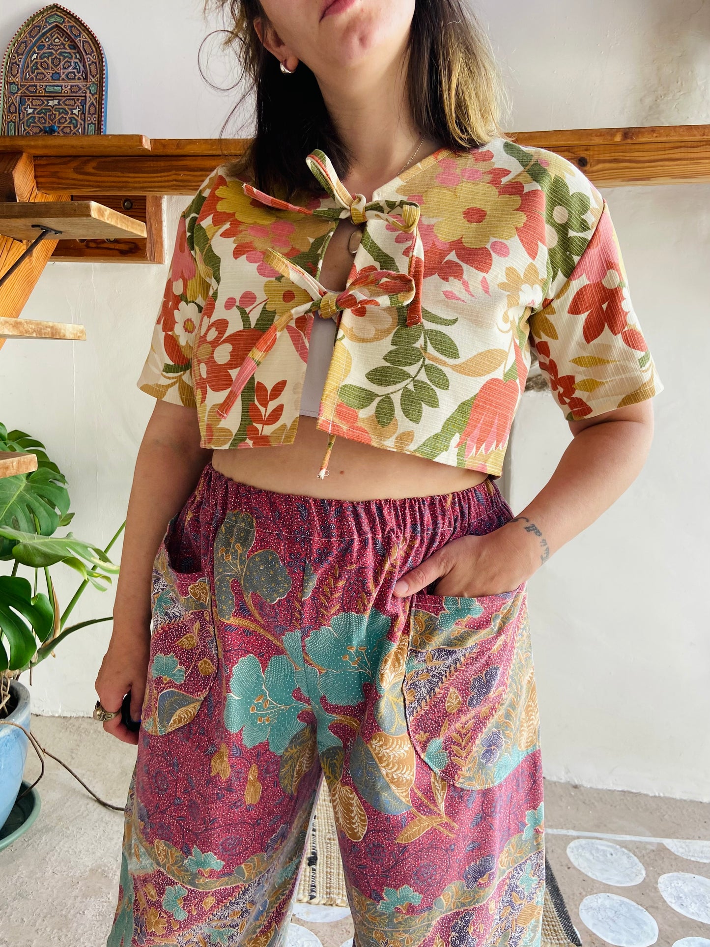 Pantalon large à imprimé patchwork violet DESERT FOX - S/M