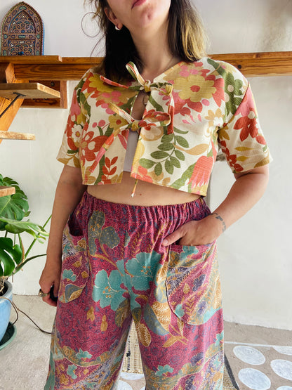 Pantalon large à imprimé patchwork violet DESERT FOX - S/M