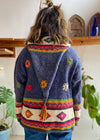 VINTAGE Hippie Woven Knit Long Sleeve Hooded Cardigan - M/L