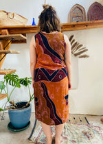 VINTAGE 90’s Batik Festival Hippie Midi Dress - M/L