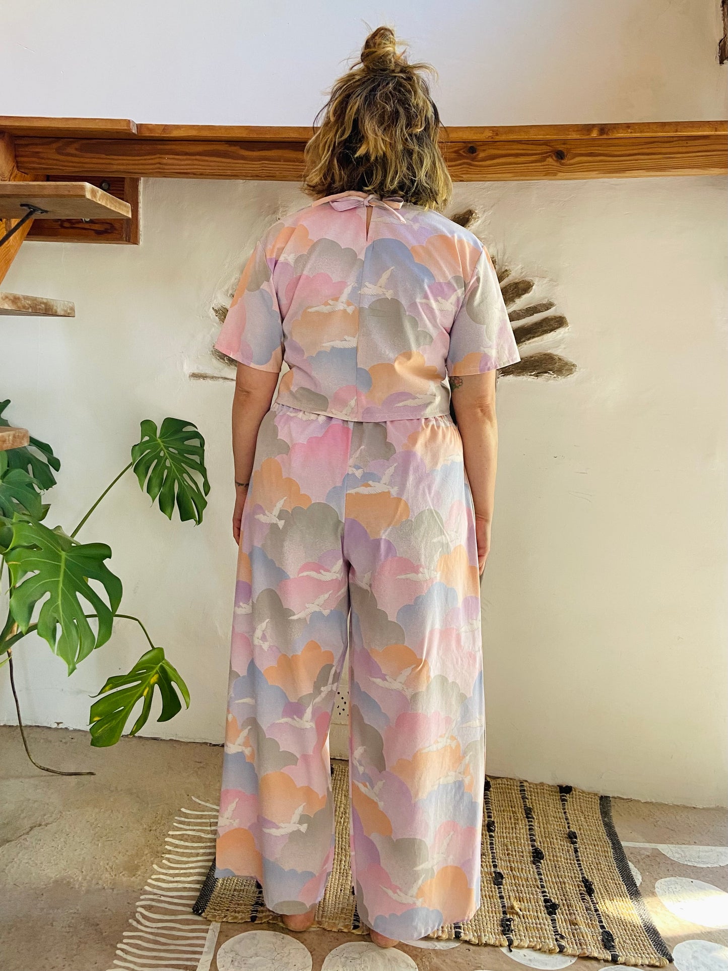 DESERT FOX Cloud Pastel Print Co-Ord Trousers & Top Set - S/M