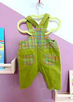 VINTAGE 90’s Green Checked Mouse Dungarees - 6 Months