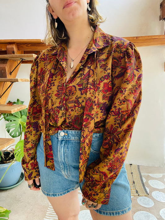 VINTAGE 80’s Paisley Long Sleeve Patterned Shirt - M/L
