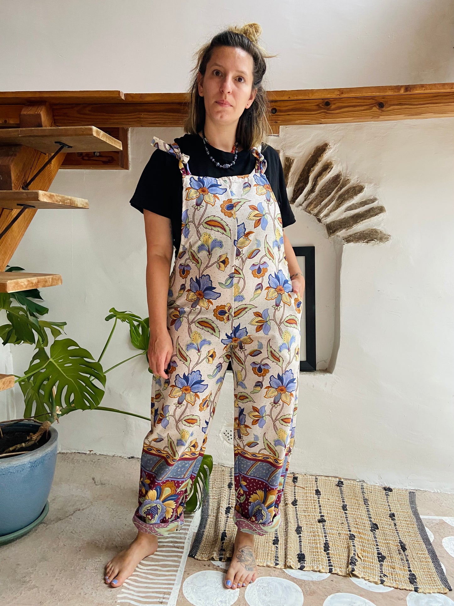 DESERT FOX Bohemian Print Long Length Dungarees - S/M