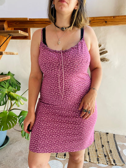 VINTAGE 90's Floral Mini Strappy Dress - S/M
