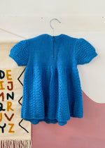 VINTAGE 70's Blue Knit Summer Dress - 9 MONTHS