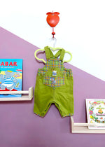 VINTAGE 90’s Green Checked Mouse Dungarees - 6 Months