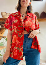 VINTAGE 90’s Red Floral Print Shirt - L