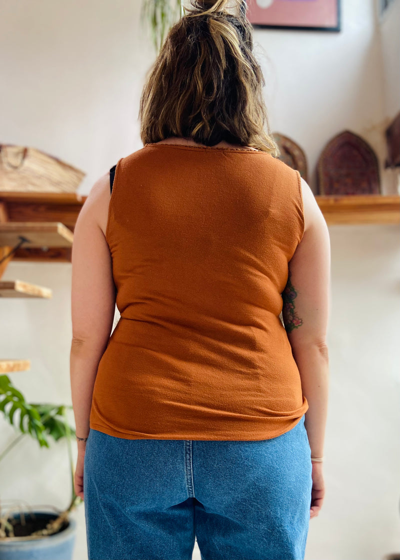 VINTAGE Y2K Burnt Orange Sleeveless Top - S/M