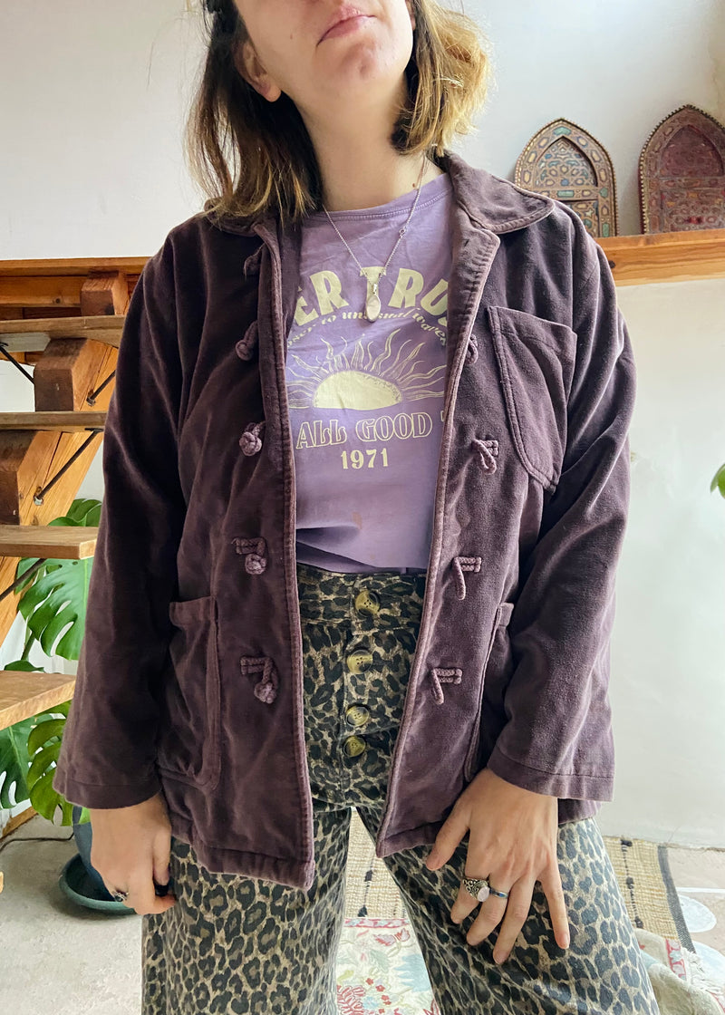 VINTAGE 90's Dusty Purple velvet Long Sleeve Jacket - M