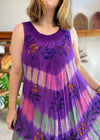 VINTAGE 90's Tie Dye Embroidered Midi Dress - M/L