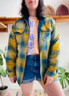 VINTAGE 90's Green & Blue Checked Padded Shirt Jacket - M