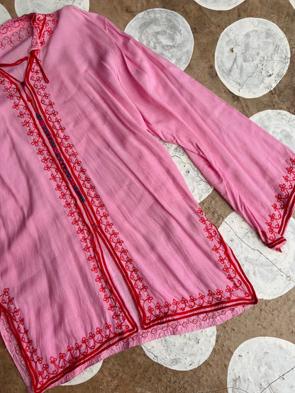VINTAGE 90's Bohemian Embroidered Tunic Top - S