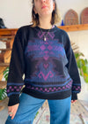 VINTAGE 90's Bohemian Pattern Knit Jumper - L