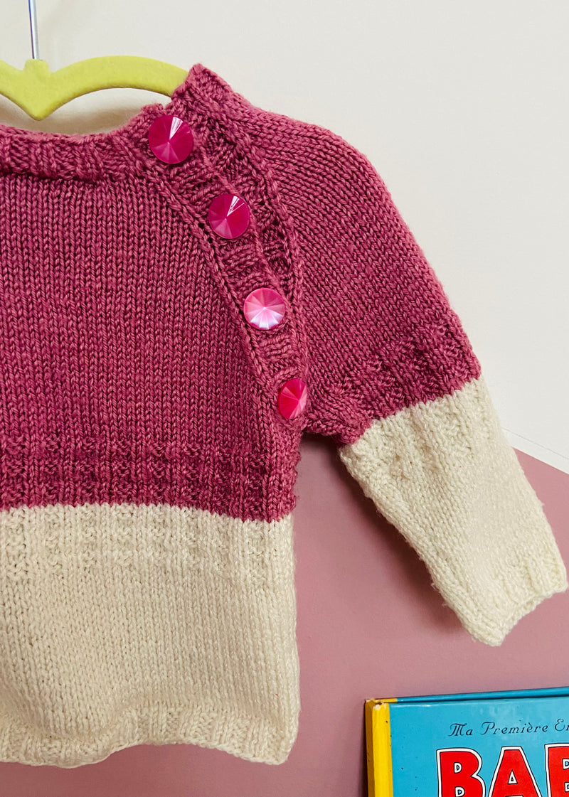 VINTAGE KIDS Pink & White Knitted Jumper - 12 Months