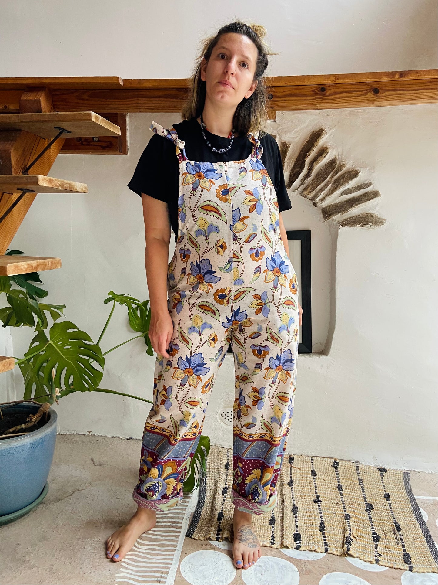 DESERT FOX Bohemian Print Long Length Dungarees - S/M