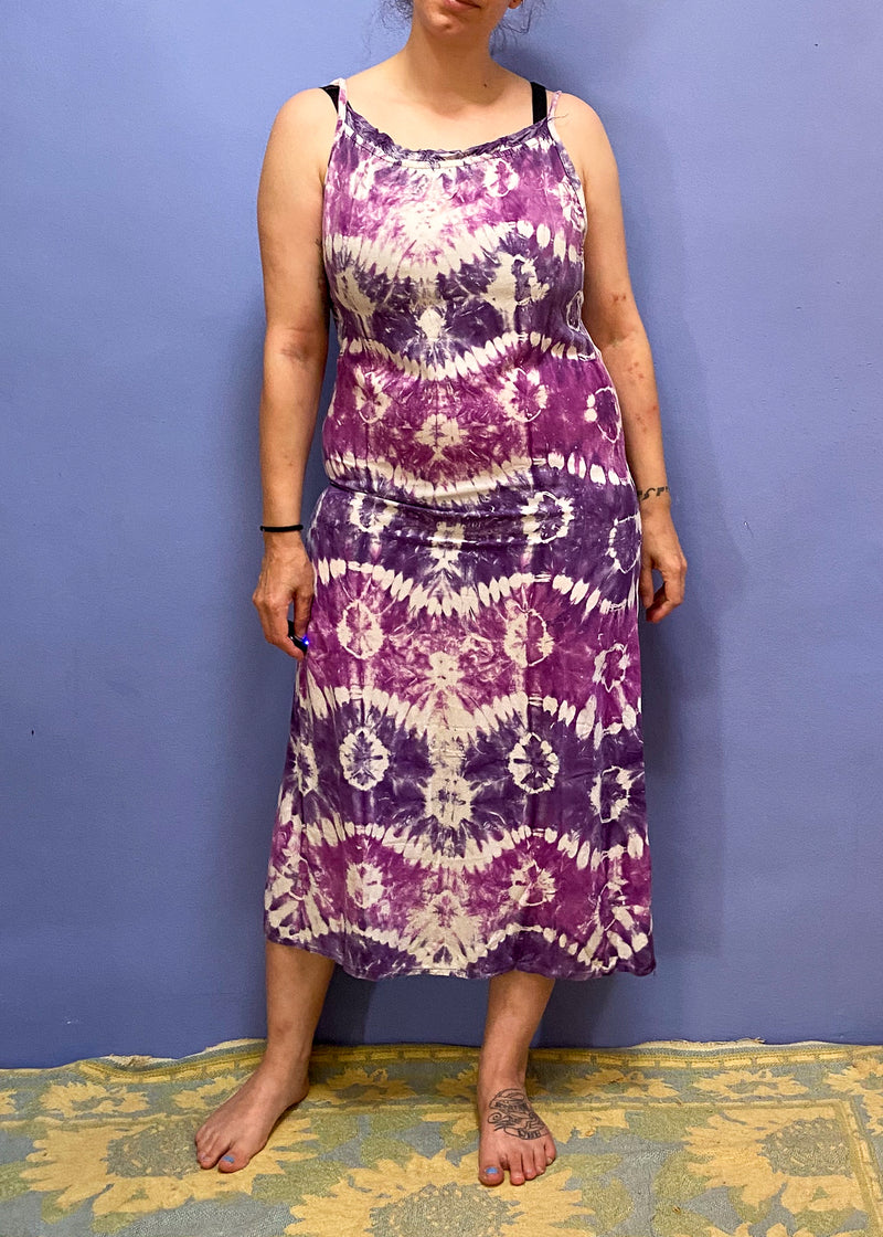 VINTAGE 90's Tie Dye Purple Maxi Dress - M