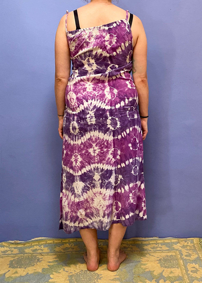 VINTAGE 90's Tie Dye Purple Maxi Dress - M