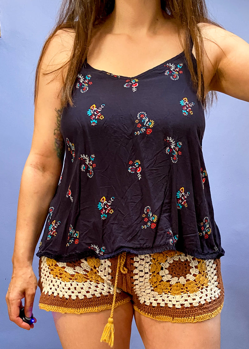 VINTAGE 90's Paisley Print Strappy Top - S