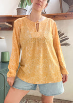 VINTAGE 90's Yellow Floral Tunic Top - M/L