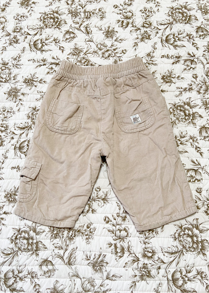 VINTAGE 90's Beige Cord Cargo Trousers - 3 MONTHS
