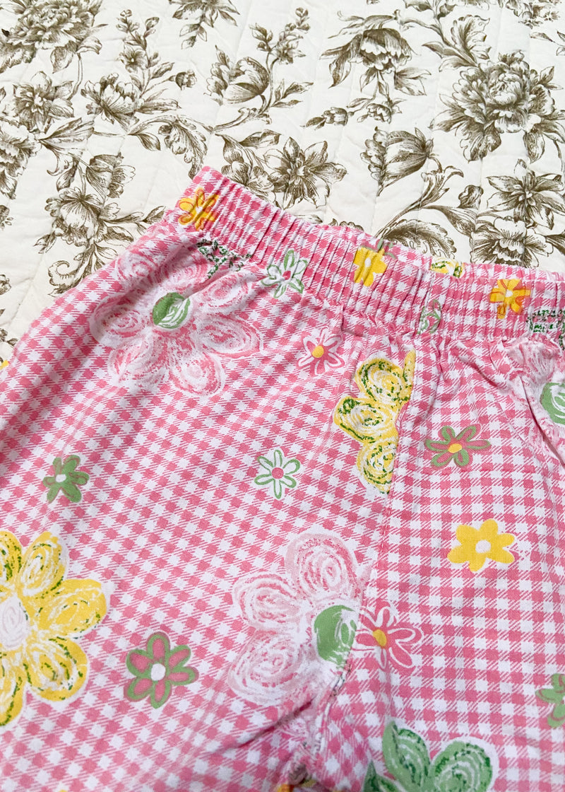 VINTAGE 90’s Gingham Floral Trousers - 6-9 MONTHS