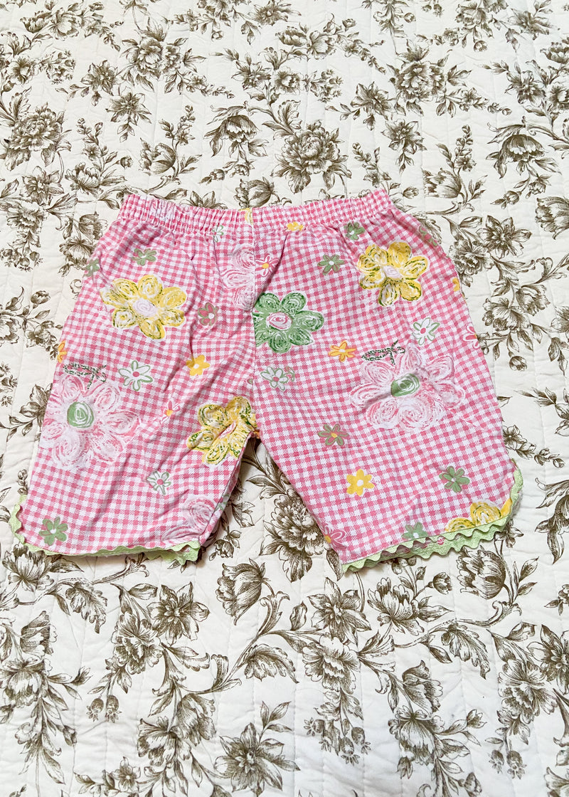  VINTAGE 90’s Gingham Floral Trousers - 6-9 MONTHS