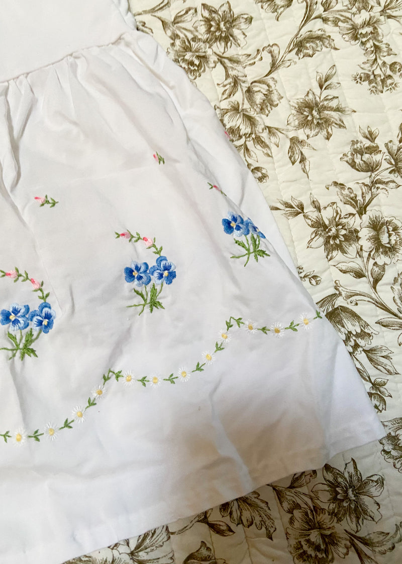 VINTAGE 70’s Floral Embroidered Cotton Top - 3 - 6 MONTHS