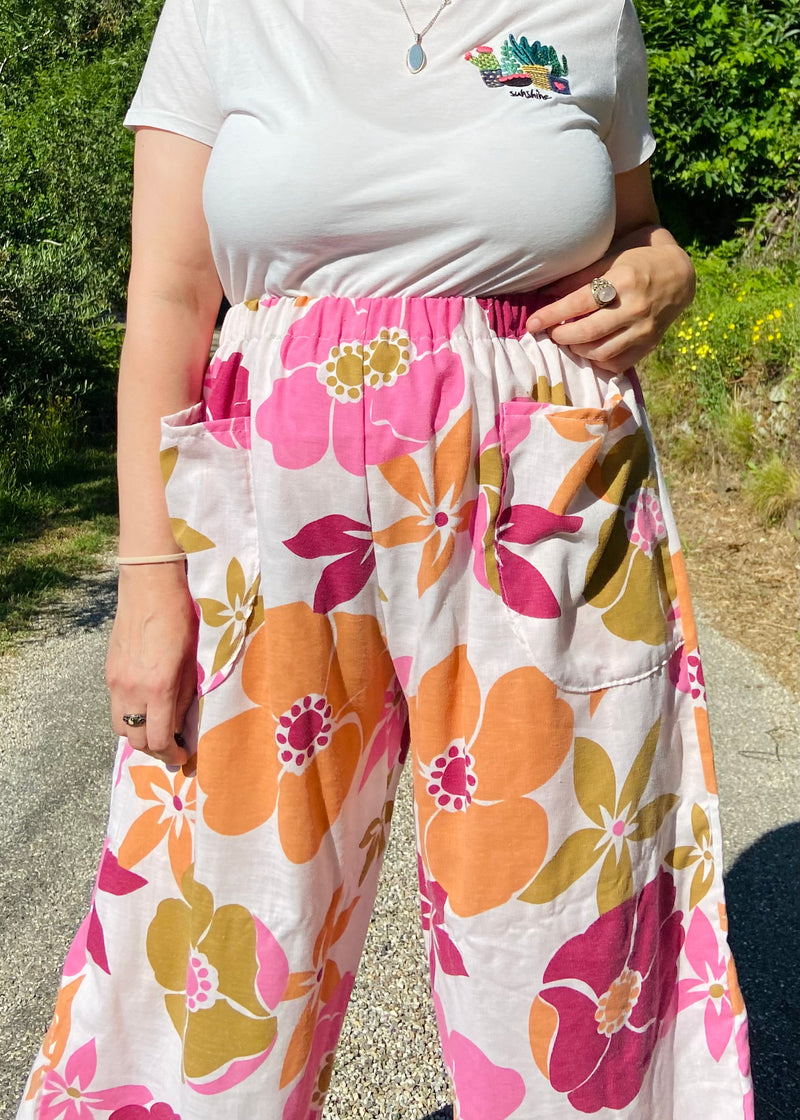 DESERT FOX Mia Trousers - Pink & Orange Florals - S-XL