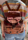 VINTAGE 70's Brown Leather Woven Backpack - ONE SIZE