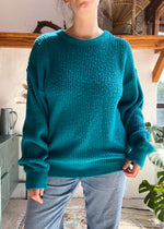 VINTAGE 90's Chunky Turquoise Blue Knit Jumper - M/L