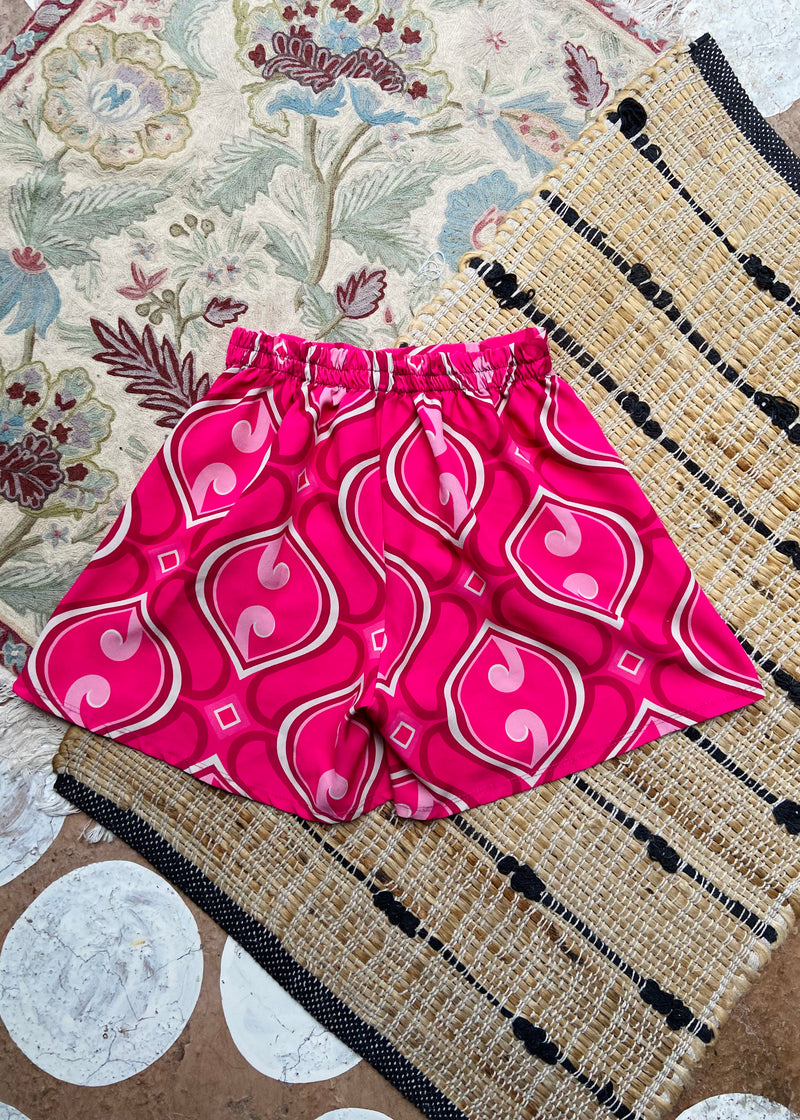 VINTAGE Y2K Pink Patterned High Waisted Shorts - S