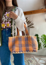 VINTAGE Checked Lilac & Orange Basket Bag - ONE SIZE