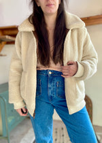 VINTAGE Faux Shearling Bomber Jacket Coat - M/L