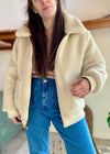 VINTAGE Faux Shearling Bomber Jacket Coat - M/L