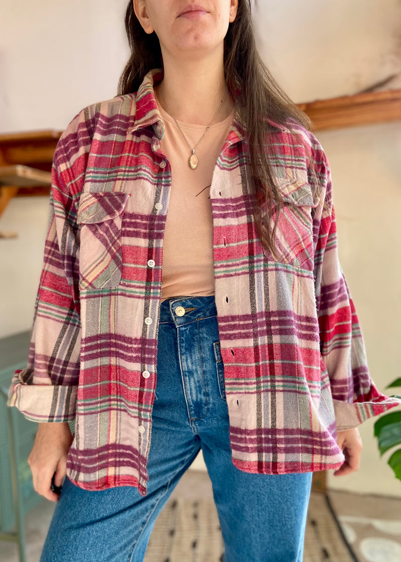 VINTAGE 90's Pink Flannel Checked Shirt - M/L