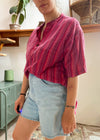VINTAGE 90's Pink Hippie Stripe Tunic Top - S/M