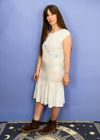 VINTAGE 90's Drop Waist Embroidered White Mini Dress - S