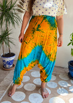 VINTAGE 90's Tie Dye Hippie Trousers Jumpsuit - S/M