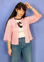 VINTAGE 90's Baby Pink Wide Sleeve Knit Cardigan - S/M