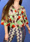 VINTAGE Bohemian Patterned Short Sleeved Tunic Top - S/M