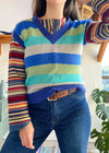 VINTAGE 90's Stripe Knit Sleeveless Jumper - S/M