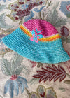 VINTAGE 90's Crochet Butterfly Stripe Hat - ONE SIZE